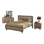 4 Pieces Bedroom Suite King Size Silver Brush in Acacia Wood Construction Bed Bedside Table & Dresser - Furniture >