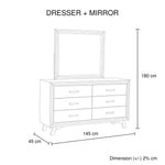 4 Pieces Bedroom Suite King Size Silver Brush in Acacia Wood Construction Bed Bedside Table & Dresser - Furniture >