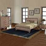 4 Pieces Bedroom Suite King Size Silver Brush in Acacia Wood Construction Bed Bedside Table & Tallboy - Furniture >