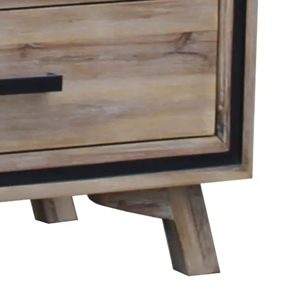 4 Pieces Bedroom Suite King Size Silver Brush in Acacia Wood Construction Bed Bedside Table & Dresser - Furniture >