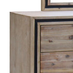 4 Pieces Bedroom Suite King Size Silver Brush in Acacia Wood Construction Bed Bedside Table & Dresser - Furniture >