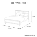 4 Pieces Bedroom Suite King Size Silver Brush in Acacia Wood Construction Bed Bedside Table & Dresser - Furniture >