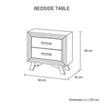 4 Pieces Bedroom Suite King Size Silver Brush in Acacia Wood Construction Bed Bedside Table & Dresser - Furniture >