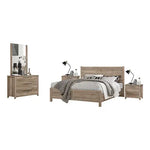 4 Pieces Bedroom Suite Natural Wood Like MDF Structure Double Size Oak Colour Bed Bedside Table & Dresser - Furniture >