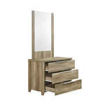 4 Pieces Bedroom Suite Natural Wood Like MDF Structure Double Size Oak Colour Bed Bedside Table & Dresser - Furniture >
