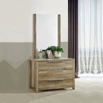4 Pieces Bedroom Suite Natural Wood Like MDF Structure Double Size Oak Colour Bed Bedside Table & Dresser - Furniture >