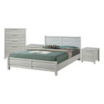 4 Pieces Bedroom Suite Natural Wood Like MDF Structure Queen Size White Ash Colour Bed Bedside Table & Tallboy