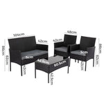 4 Seater Wicker Outdoor Lounge Set - Black - Furniture > Outdoor