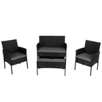 4 Seater Wicker Outdoor Lounge Set - Black - Furniture > Outdoor