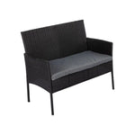 4 Seater Wicker Outdoor Lounge Set - Black - Furniture > Outdoor