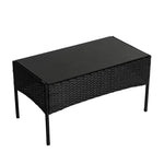 4 Seater Wicker Outdoor Lounge Set - Black - Furniture > Outdoor