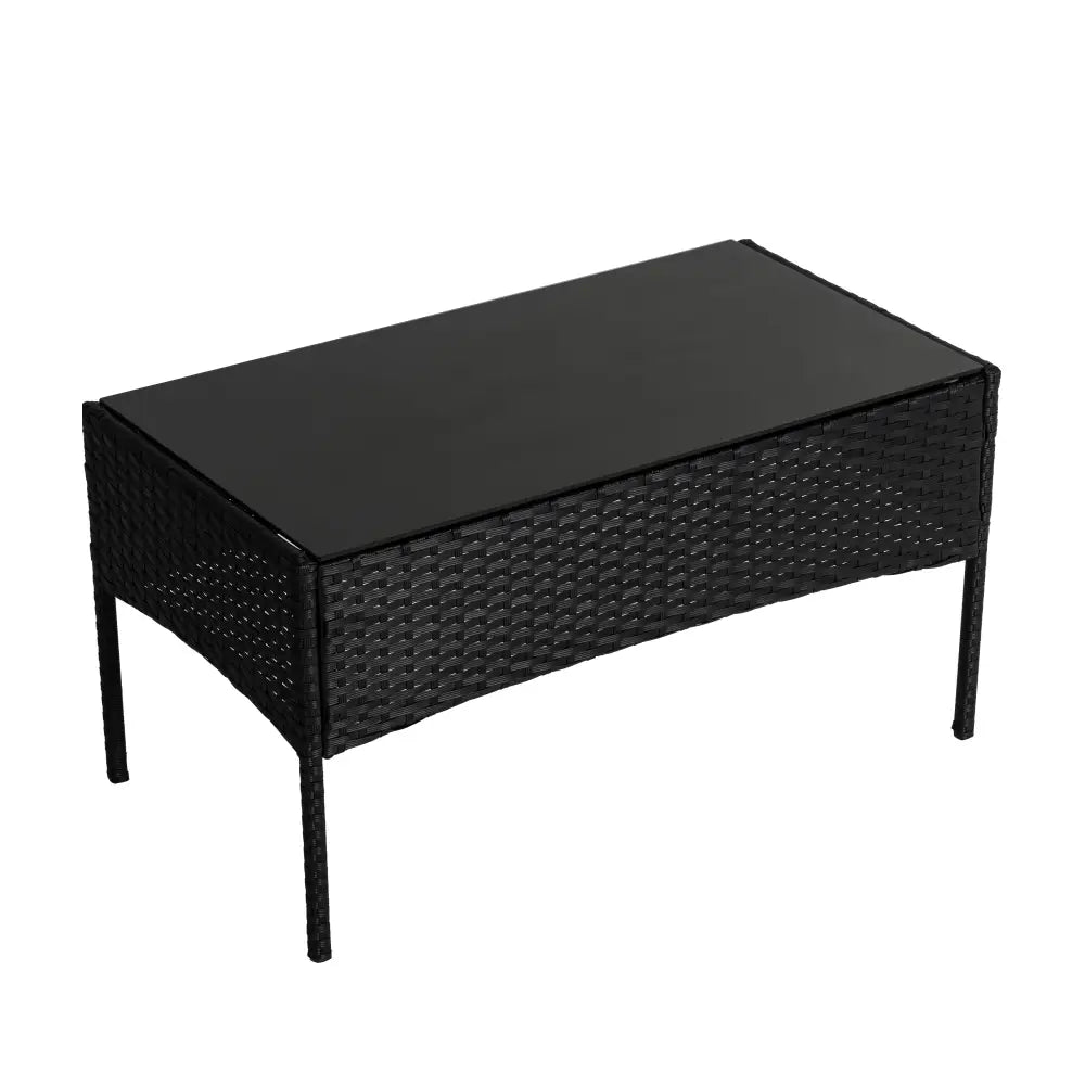4 Seater Wicker Outdoor Lounge Set - Black - Furniture > Outdoor