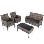 4 Seater Wicker Outdoor Lounge Set - Mixed Grey - Furniture > Outdoor