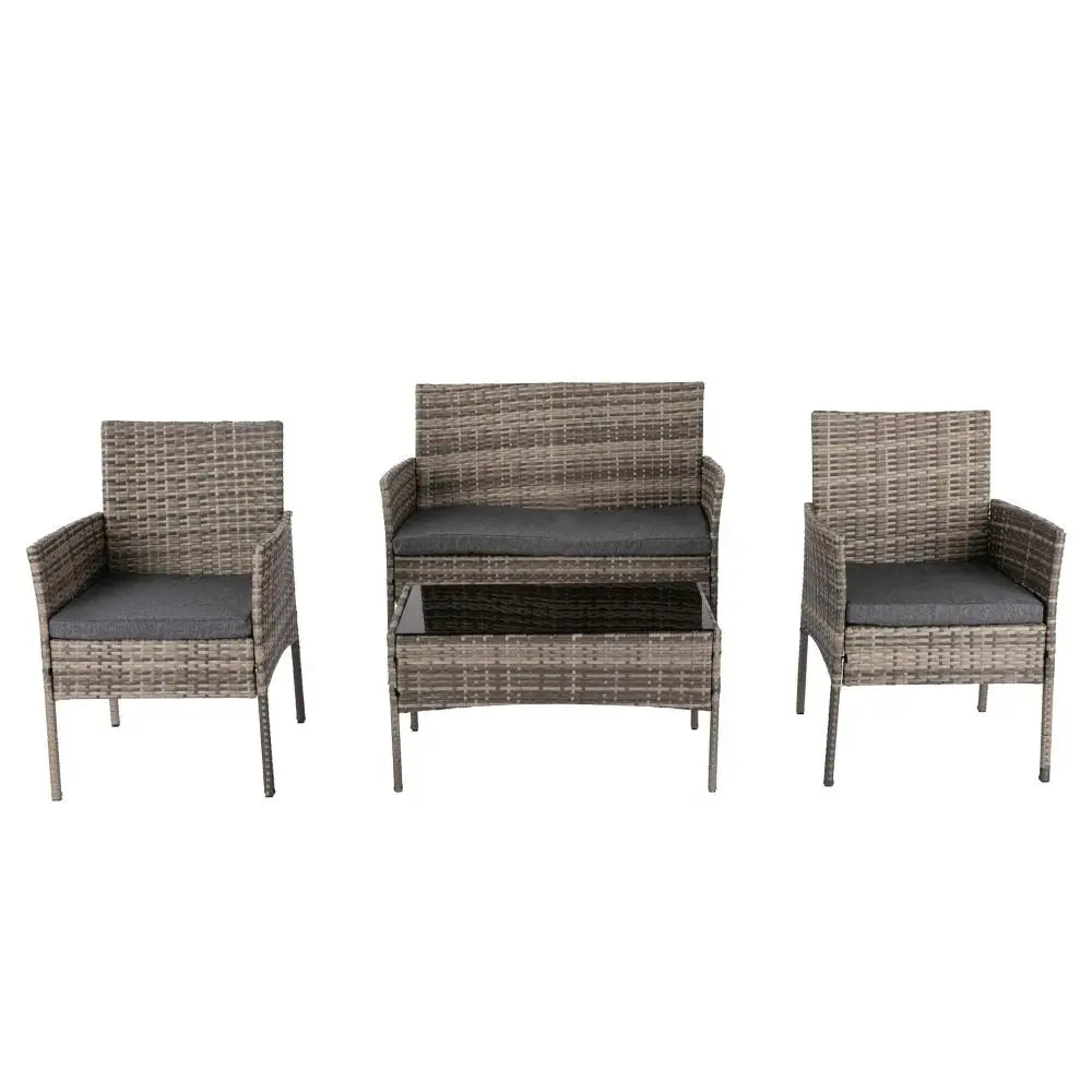 4 Seater Wicker Outdoor Lounge Set - Mixed Grey - Furniture > Outdoor