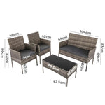 4 Seater Wicker Outdoor Lounge Set - Mixed Grey - Furniture > Outdoor