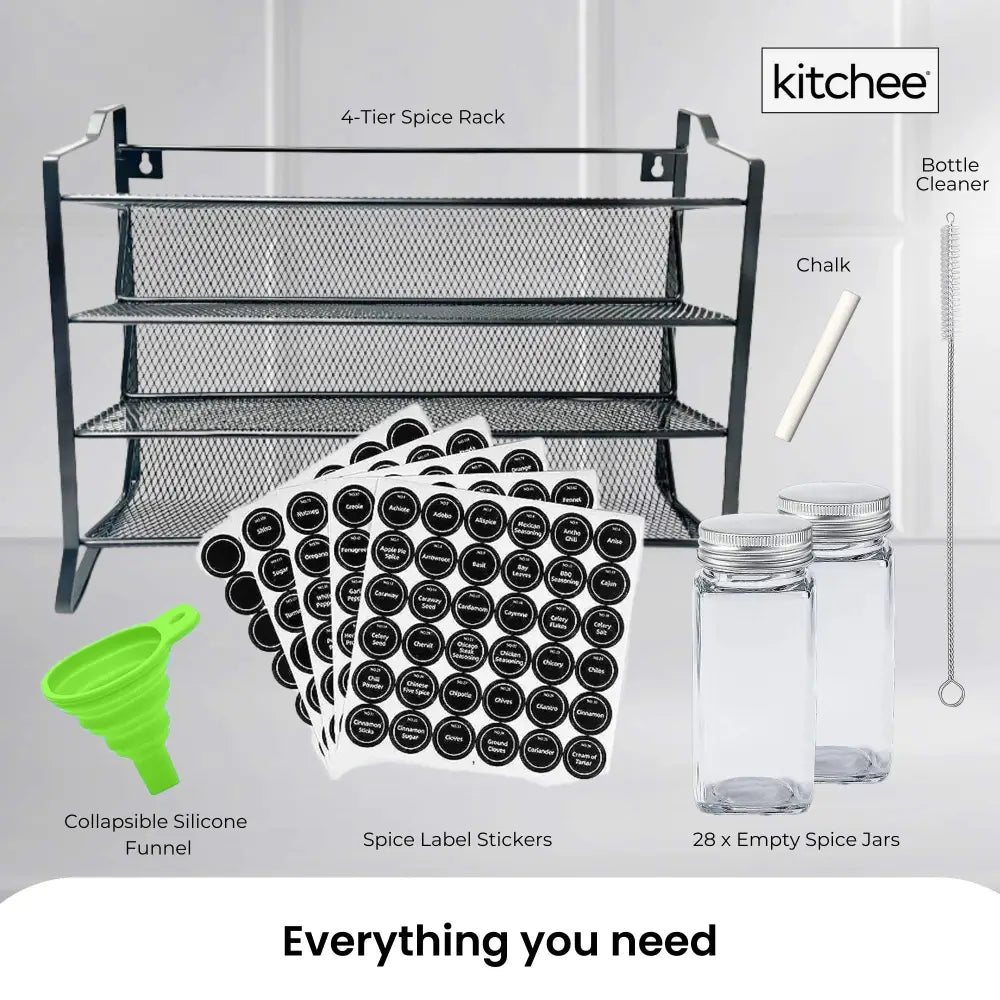4 Tier Metal Spice Rack - Kitchen Pantry Herb Storage Organiser - Home & Garden > Kitchenware > Food Storage