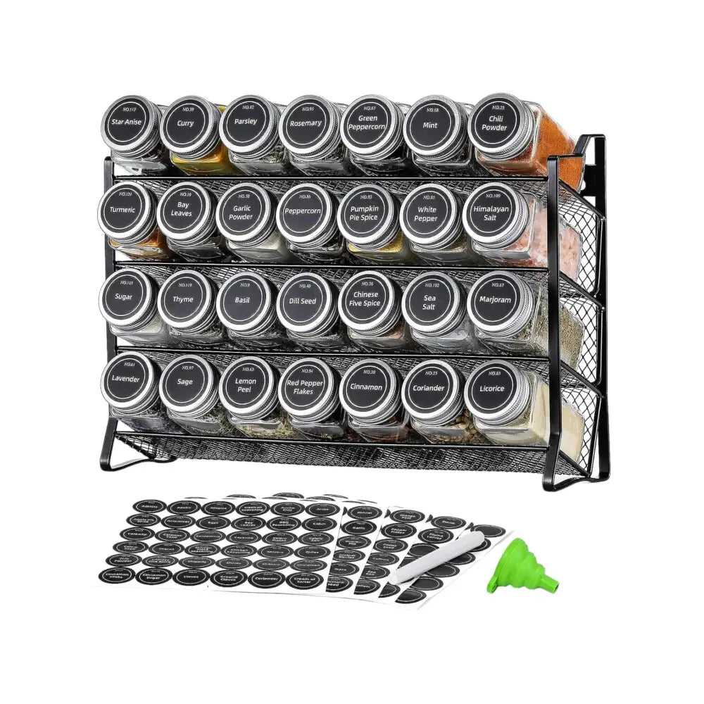 4 Tier Metal Spice Rack - Kitchen Pantry Herb Storage Organiser - Home & Garden > Kitchenware > Food Storage
