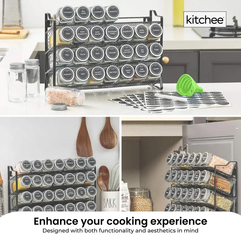 4 Tier Metal Spice Rack - Kitchen Pantry Herb Storage Organiser - Home & Garden > Kitchenware > Food Storage