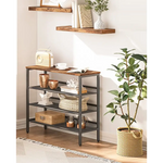 4-Tier Shoe Rack Industrial Shoe Organizer Storage Bench - Furniture > Living Room