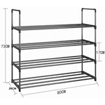 4-Tier Stainless Steel Shoe Rack Storage Organizer to Hold up to 20 Pairs of Shoes (80cm Black) - Furniture > Living
