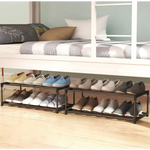 4-Tier Stainless Steel Shoe Rack Storage Organizer to Hold up to 20 Pairs of Shoes (80cm Black) - Furniture > Living