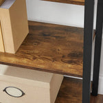 4-Tier Storage Rack with Steel Frame 120 cm High Rustic Brown and Black - Furniture > Living Room