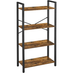 4-Tier Storage Rack with Steel Frame 120 cm High Rustic Brown and Black - Furniture > Living Room