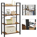 4-Tier Storage Rack with Steel Frame 120 cm High Rustic Brown and Black - Furniture > Living Room