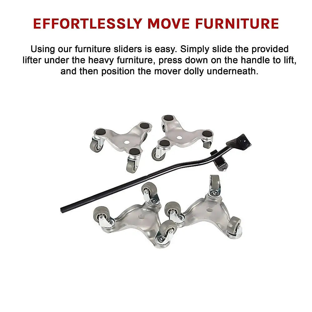 4 X All-purpose Dolly Metal Heavy Duty Furniture Mover Slider Set - Furniture > Office