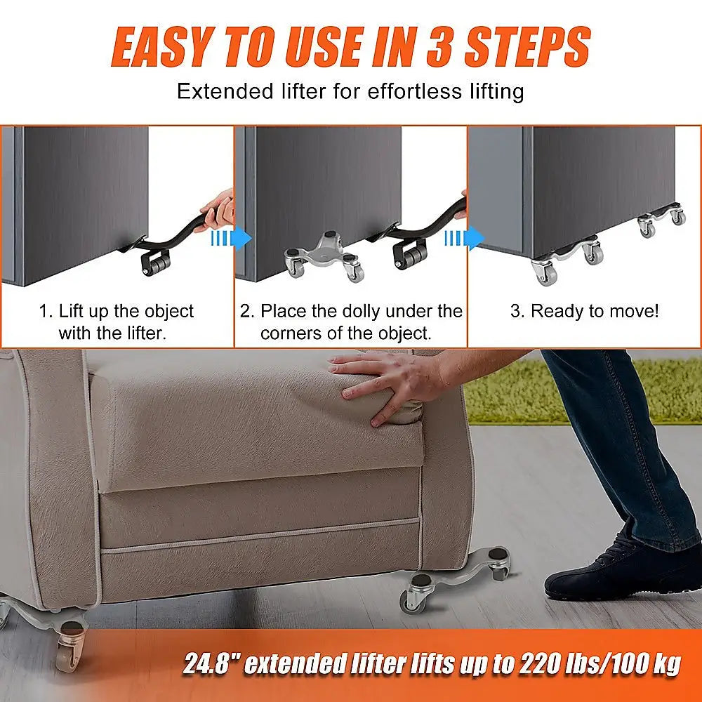 4 X All-purpose Dolly Metal Heavy Duty Furniture Mover Slider Set - Furniture > Office