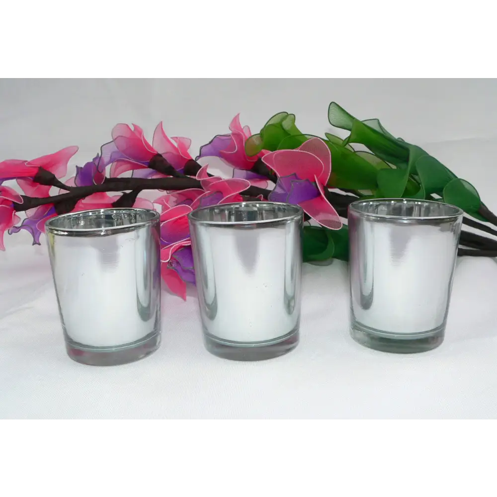 40 Bulk Pack Silver Mercury Glass Votive Candle Holders Set For Wedding Bridal And Baby Shower Party Function or Home