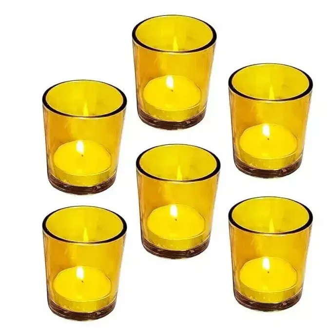 40 Bulk Yellow Glass Votive Candle Holders Table Centreoieces Xmas Wedding Anniversary Event Recption Party Function