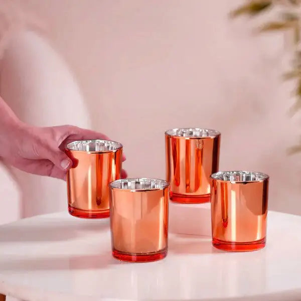 40 Pack Copper Votive Tealight Candle Holders Valentines Day Mercury Wedding Decor Glass Candlestick Party Decorations