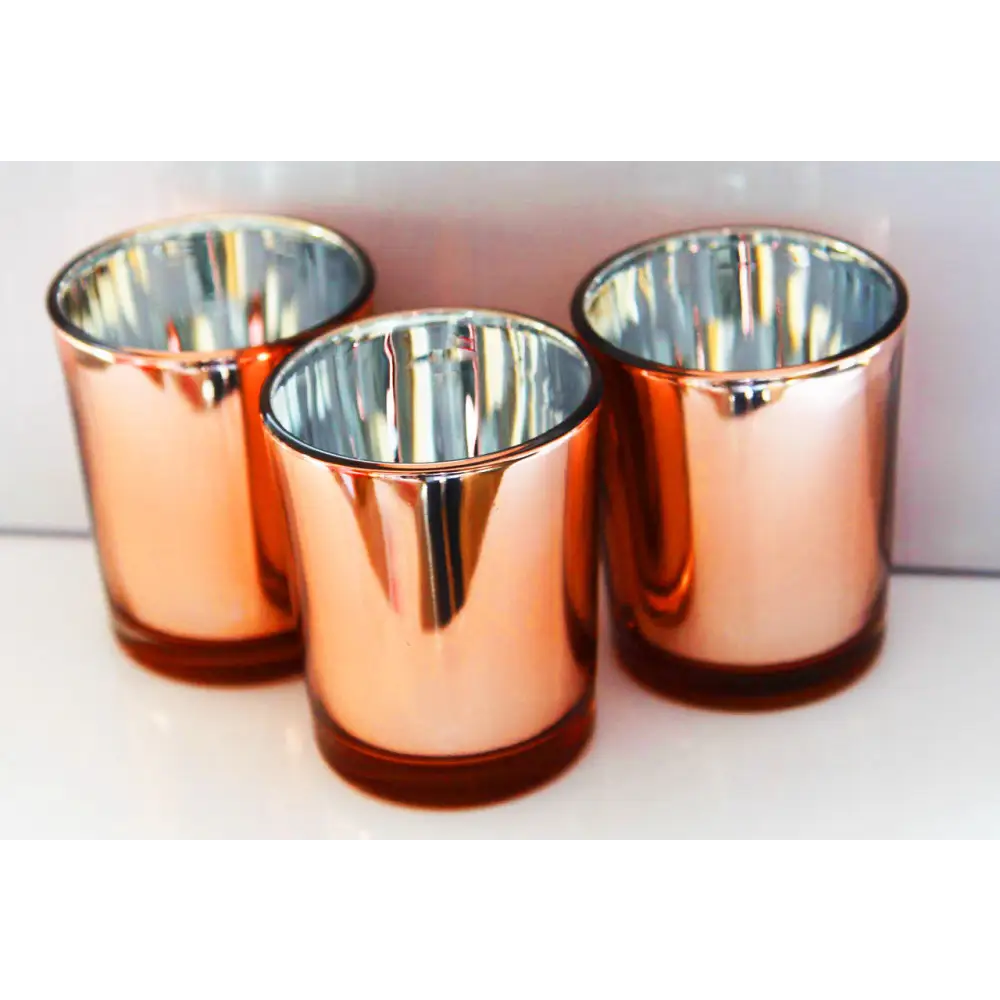 40 Pack Copper Votive Tealight Candle Holders Valentines Day Mercury Wedding Decor Glass Candlestick Party Decorations