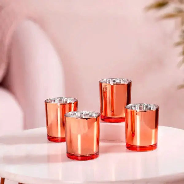 40 Pack Copper Votive Tealight Candle Holders Valentines Day Mercury Wedding Decor Glass Candlestick Party Decorations