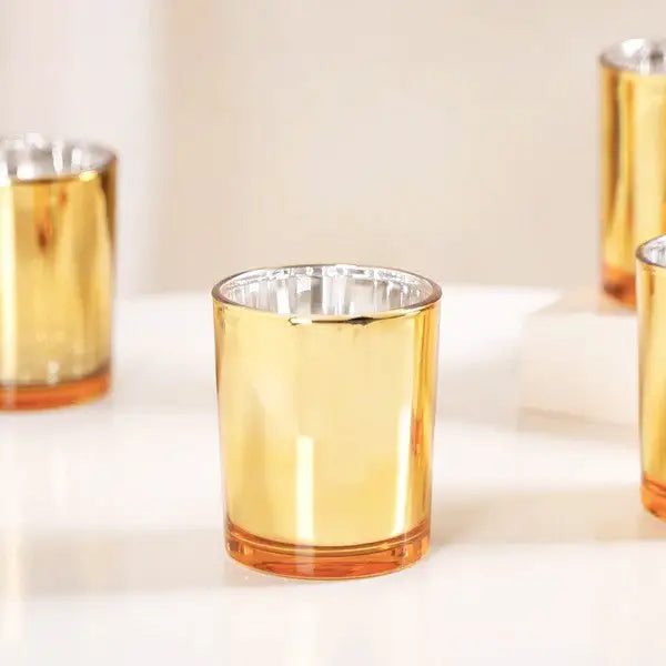 40 Pack Gold Votive Tealight Candle Holders Valentines Day Mercury Wedding Decor Glass Candlestick Party Decorations