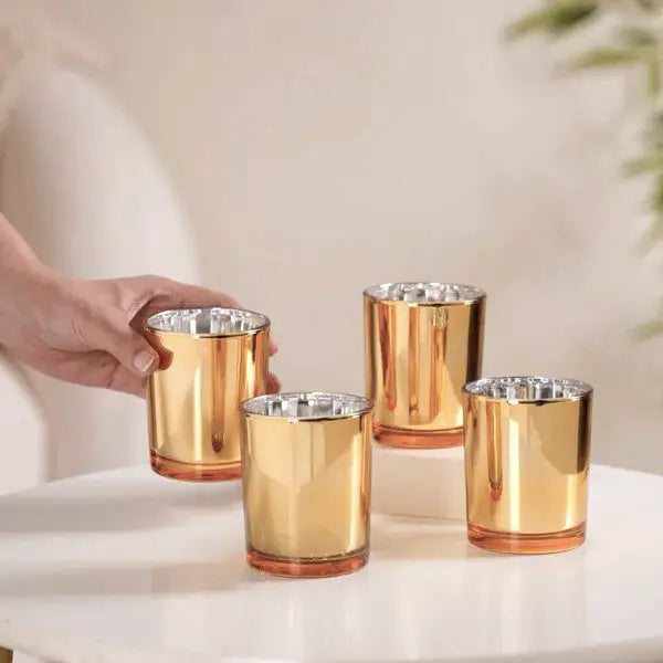 40 Pack Gold Votive Tealight Candle Holders Valentines Day Mercury Wedding Decor Glass Candlestick Party Decorations