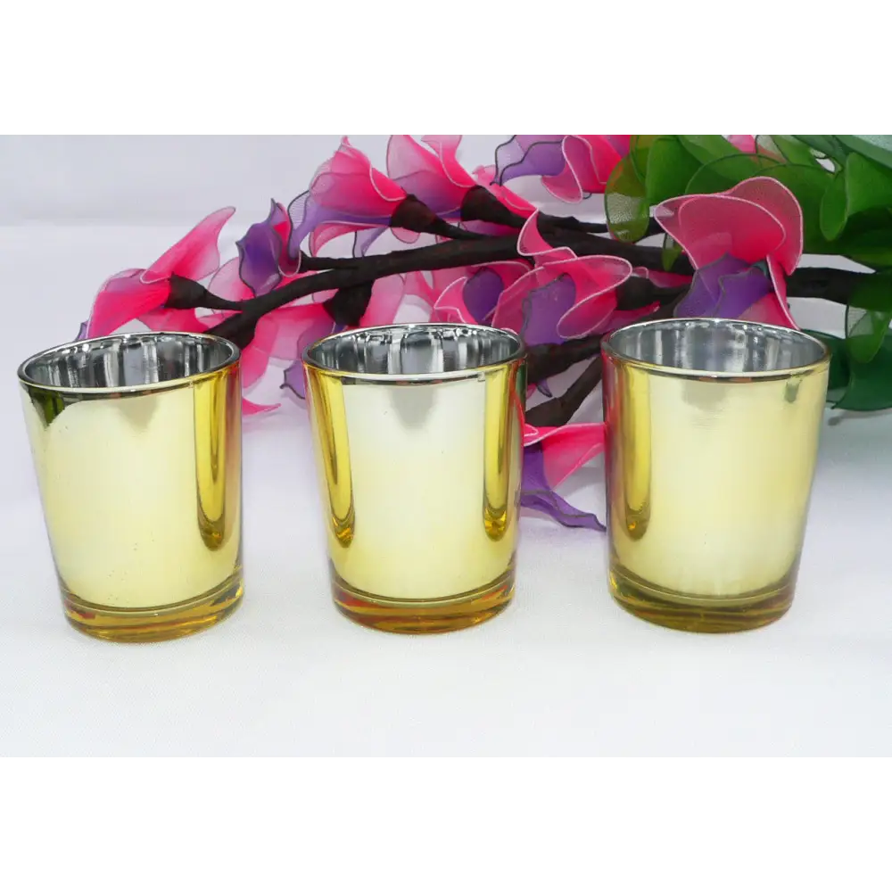 40 Pack Gold Votive Tealight Candle Holders Valentines Day Mercury Wedding Decor Glass Candlestick Party Decorations