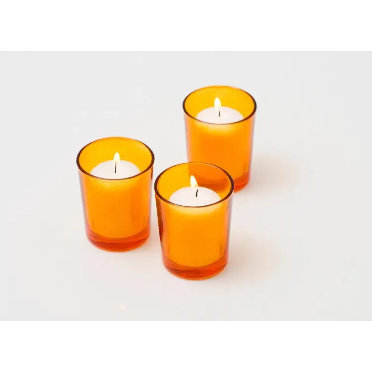 40 Pack Orange Glass Votive Tealight Candle Holders House Party Cenrepiece Xmas Wedding Decor Glass Candlestick Party