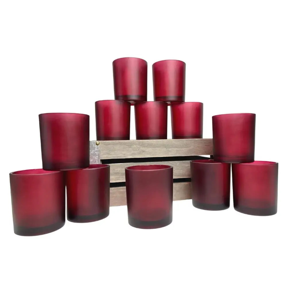 40 Pack Red Frosted Glass Votive Tealight Candle Holders Valentines Day Xmas Wedding Decor Glass Candlestick Party
