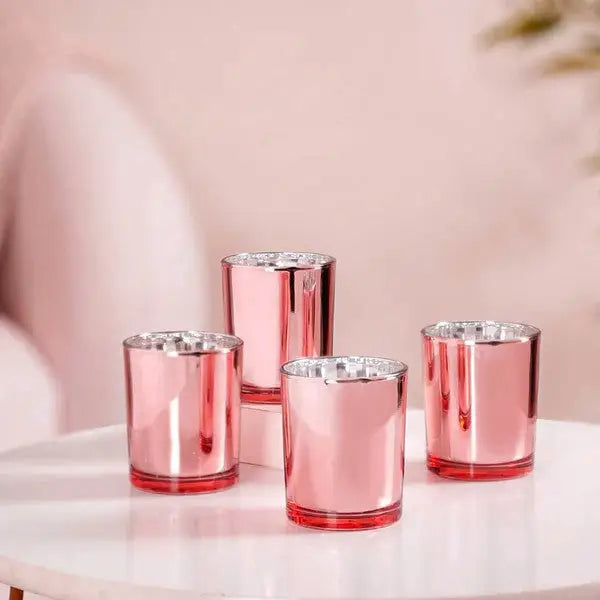 40 Pack Rose Gold Pink Votive Tealight Candle Holders Valentines Day Mercury Wedding Decor Glass Candlestick Party