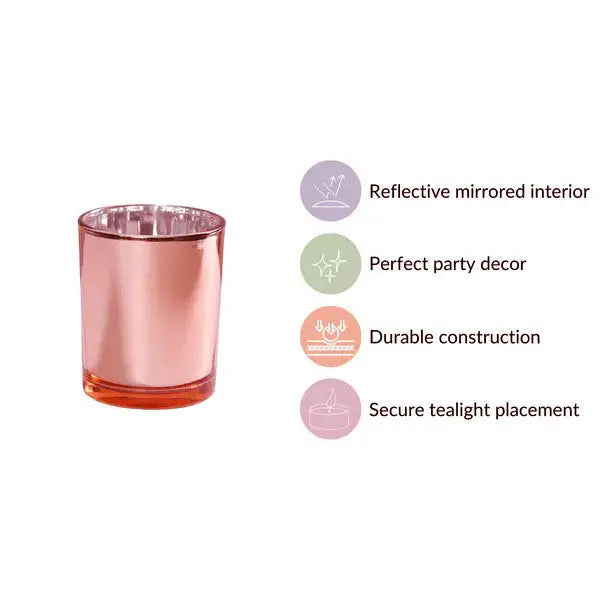40 Pack Rose Gold Pink Votive Tealight Candle Holders Valentines Day Mercury Wedding Decor Glass Candlestick Party
