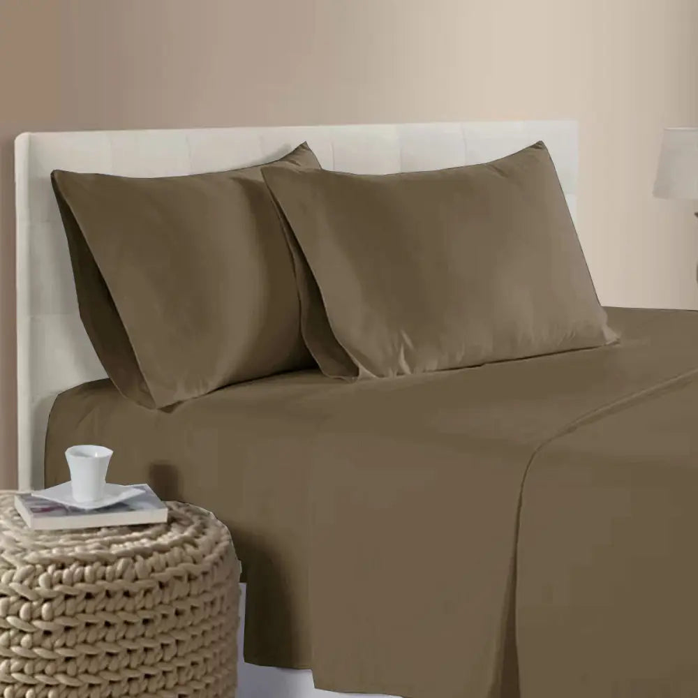 400TC Bamboo Cotton Sheet Set Latte Queen - Home & Garden > Bedding > Bed Sheets