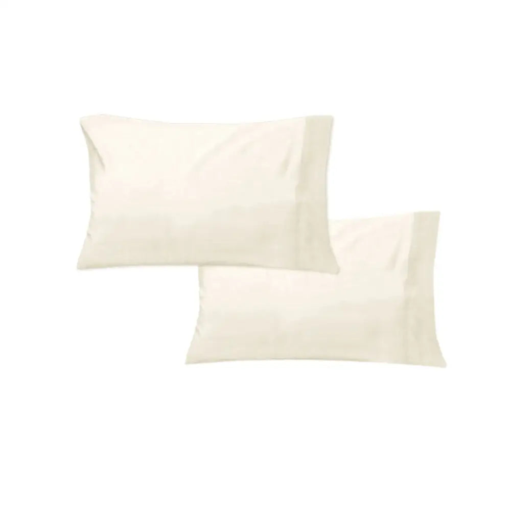 400TC Pair of Solid Color No Flap Standard Pillowcases Cream - Home & Garden > Bedding