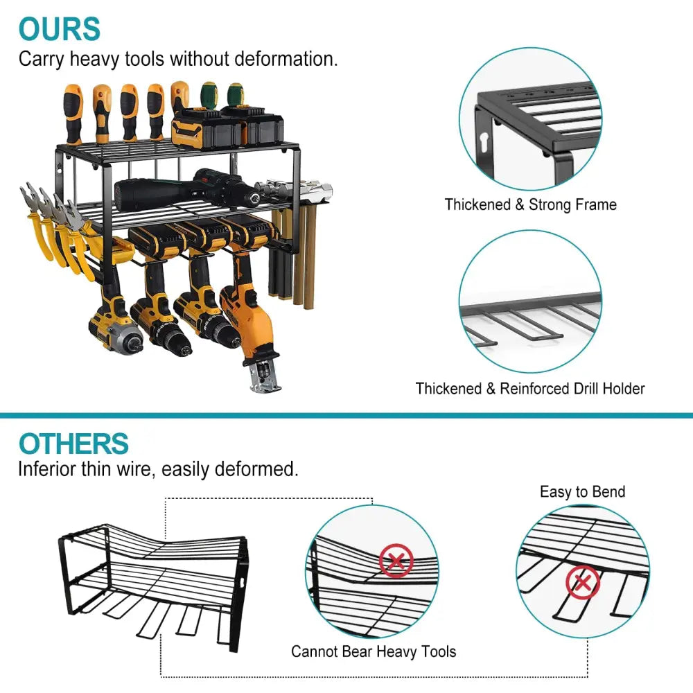 40cm Power Tool Organizer 4 Layers Garage Tool Storage Rack Workshop Tool Shelf Drill Pliers Hammer Rack - Home &