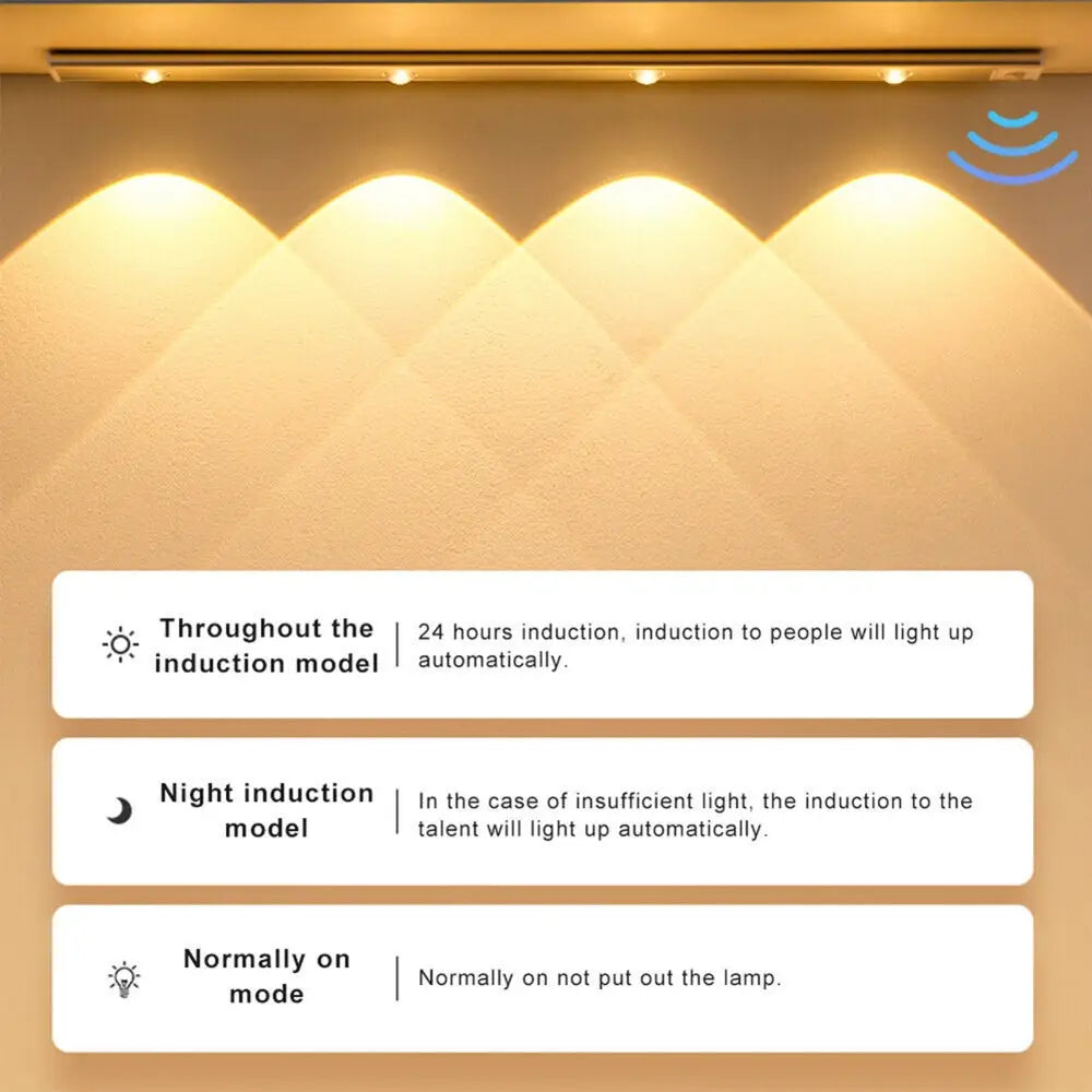 40cm Wireless LED Closet Lights Motion Sensor PIR Induction Lamp Lighting USB - Home & Garden > Garden Lights