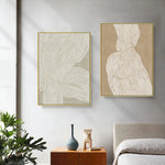 40cmx60cm Abstract Line 2 Sets Gold Frame Canvas Wall Art - Home & Garden > Wall Art
