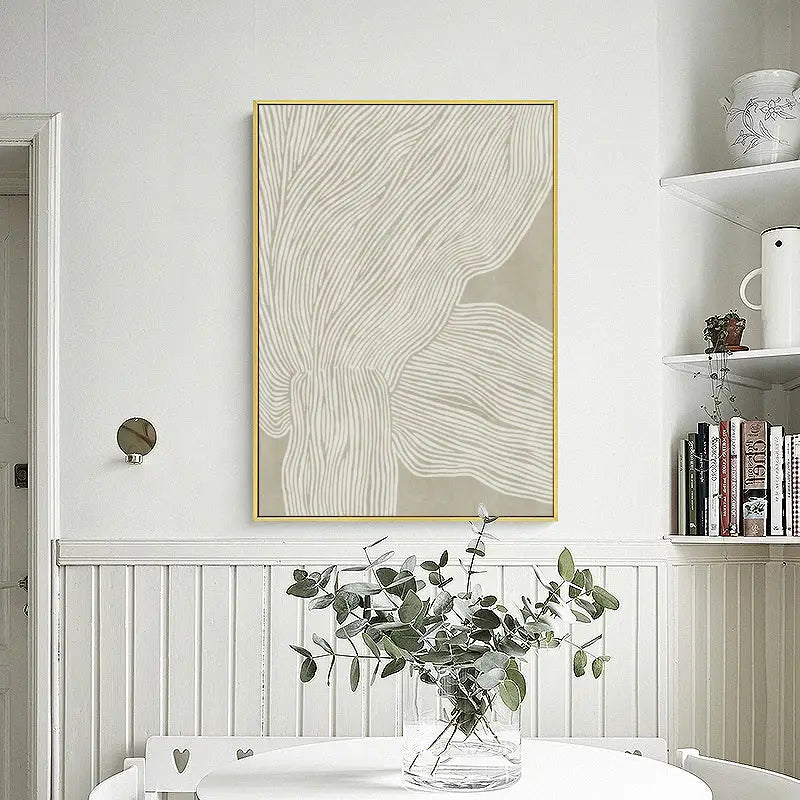 40cmx60cm Abstract Line 2 Sets Gold Frame Canvas Wall Art - Home & Garden > Wall Art