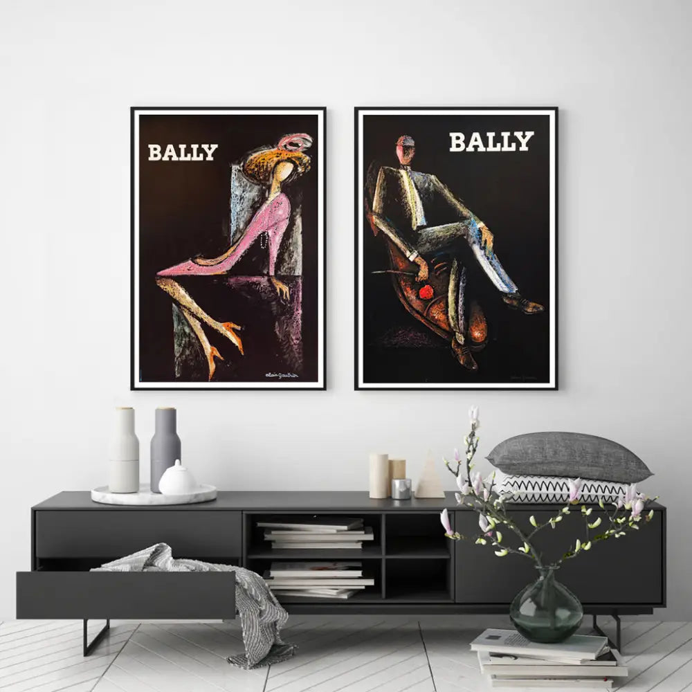 40cmx60cm Bally Man & Woman 2 Sets Black Frame Canvas Wall Art - Home & Garden > Wall Art
