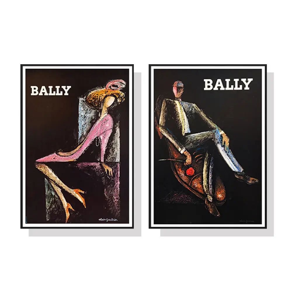 40cmx60cm Bally Man & Woman 2 Sets Black Frame Canvas Wall Art - Home & Garden > Wall Art